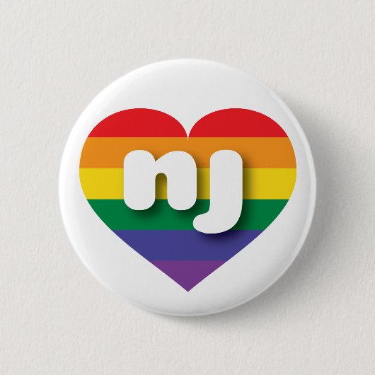 Ik hou van New Jersey Gay Pride Rainbow Heart Ronde Button 5,7 Cm (Voorkant)