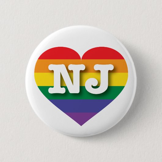 Ik hou van New Jersey Gay Pride Rainbow Heart Ronde Button 5,7 Cm (Voorkant)