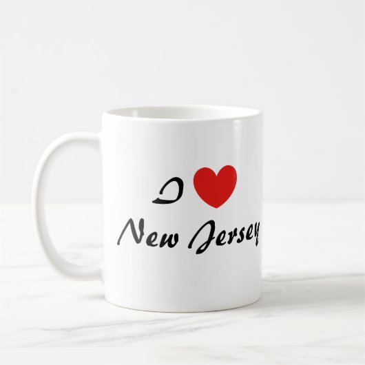 Ik hou van New Jersey Heart Typography Coffee Mok (Links)