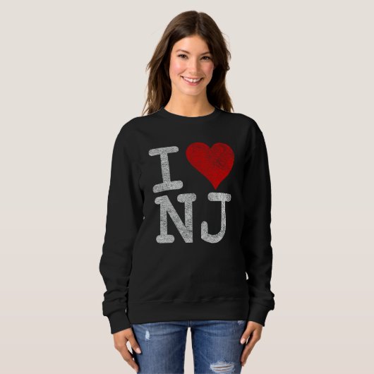 Ik hou van New Jersey in Heart NJ Trui (Voorkant volledig)