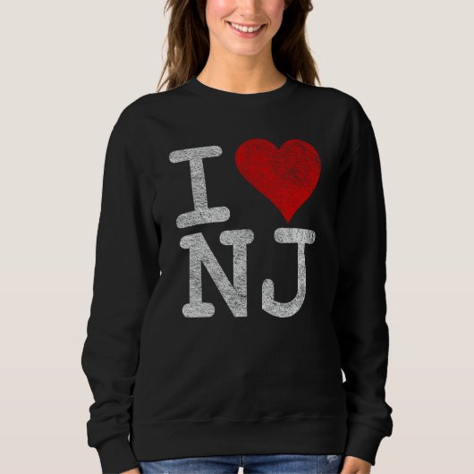 Ik hou van New Jersey in Heart NJ Trui (Voorkant)