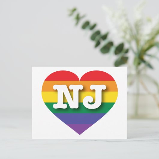 Ik hou van New Jersey Rainbow Heart Briefkaart (Staand voorkant)