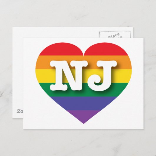 Ik hou van New Jersey Rainbow Heart Briefkaart (Voorkant / Achterkant)