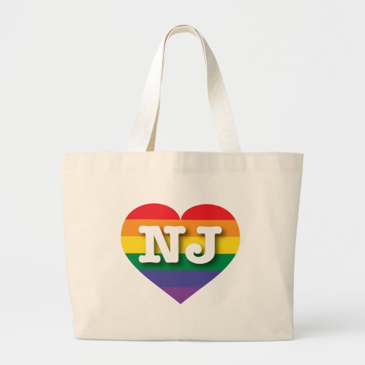 Ik hou van New Jersey Rainbow Heart Grote Tote Bag (Voorkant)