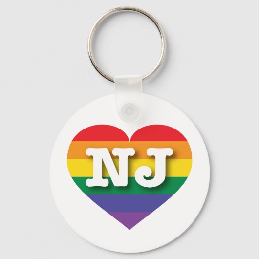 Ik hou van New Jersey Rainbow Heart Sleutelhanger (Voorkant)