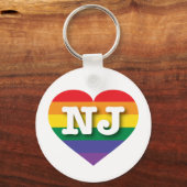 Ik hou van New Jersey Rainbow Heart Sleutelhanger (Voorkant)