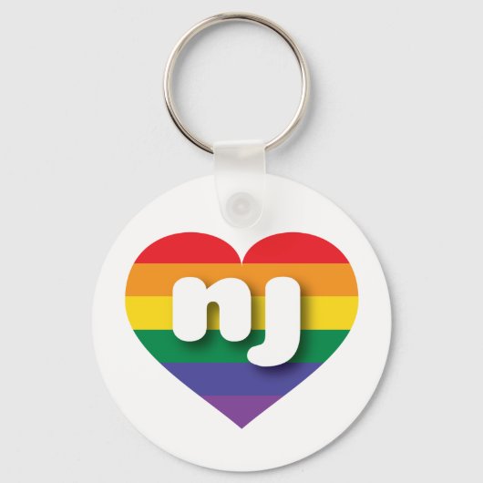 Ik hou van New Jersey Rainbow Heart Sleutelhanger (Voorkant)