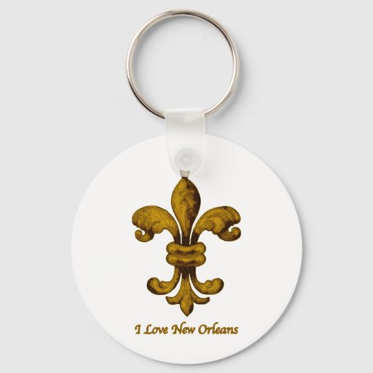 Ik hou van New Orleans goud fleur de lis Sleutelhanger (Voorkant)