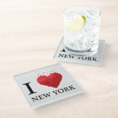 Ik hou van New York Hearts Glazen Onderzetter (Schuin)