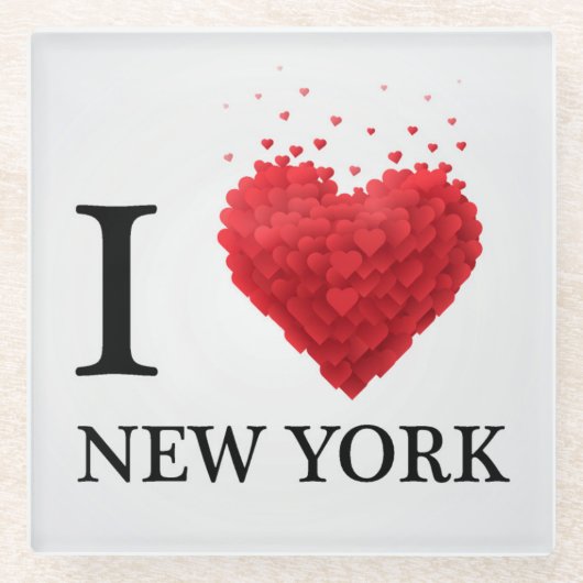 Ik hou van New York Hearts Glazen Onderzetter (Voorkant)