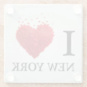 Ik hou van New York Hearts Glazen Onderzetter (Achterkant)