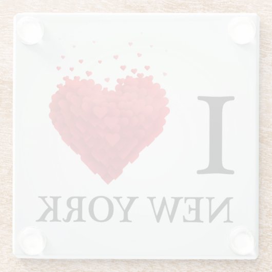 Ik hou van New York Hearts Glazen Onderzetter (Achterkant)