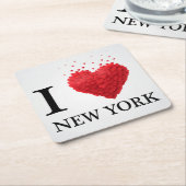 Ik hou van New York Hearts Kartonnen Onderzetters (Schuin)