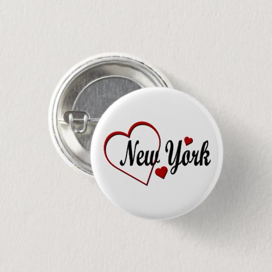Ik hou van New York Hearts Ronde Button 3,2 Cm (Voorkant /achterkant)