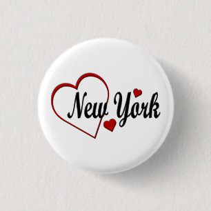 Ik hou van New York Hearts Ronde Button 3,2 Cm