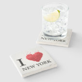 Ik hou van New York Hearts Stenen Onderzetter (Zijkant)