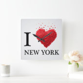 Ik hou van New York Hearts Vierkante Klok (Huis)