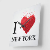 Ik hou van New York Hearts Vierkante Klok (Hoek)