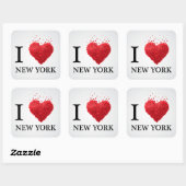 Ik hou van New York Hearts Vierkante Sticker (Vel)