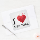 Ik hou van New York Hearts Vierkante Sticker (Envelop)