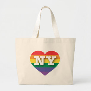 Ik hou van New York Rainbow Heart Grote Tote Bag