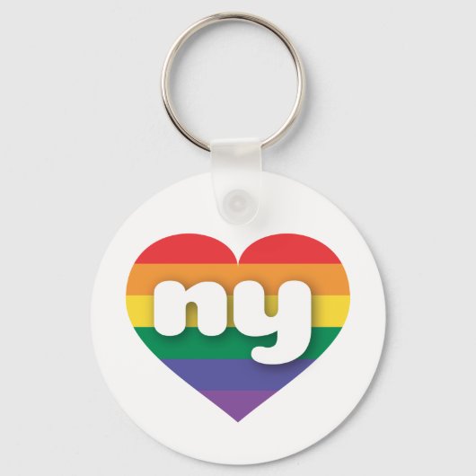 Ik hou van New York Rainbow Heart Sleutelhanger (Voorkant)