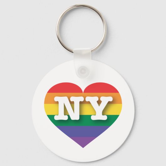 Ik hou van New York Rainbow Heart Sleutelhanger (Voorkant)