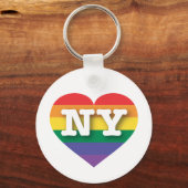 Ik hou van New York Rainbow Heart Sleutelhanger (Voorkant)