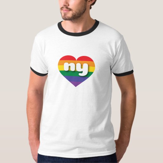 Ik hou van New York Rainbow Heart T-shirt (Voorkant)