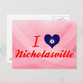 Ik hou van Nicholasville, Kentucky Briefkaart (Voorkant / Achterkant)