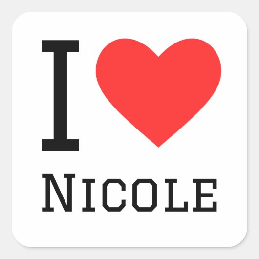 Ik hou van nicole vierkante sticker (Voorkant)