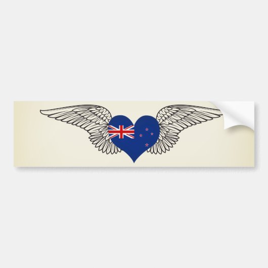 Ik hou van Nieuw-Zeeland - vleugels Bumpersticker (Voorkant)
