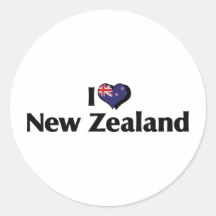 Ik hou van Nieuw-Zeelandse vlag Ronde Sticker