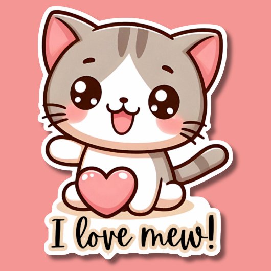 Ik hou van nieuwe kawaii kitten waterdicht sticker