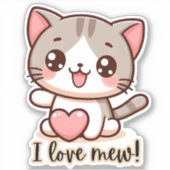 Ik hou van nieuwe kawaii kitten waterdicht sticker (Voorkant)
