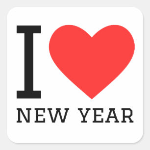 Ik hou van nieuwjaar vierkante sticker