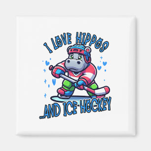 Ik hou van nijlpaarden en ijshockey Grappig ijshoc Magneet