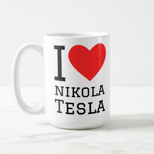 Ik hou van Nikola Tesla Koffiemok (Links)