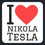 Ik hou van Nikola Tesla Vierkante Sticker<br><div class="desc">Ik hou van Nikola Tesla, voor wetenschapsliefhebbers</div>