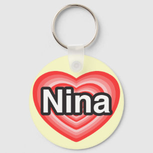 Ik hou van Nina. Ik hou van je Nina. Hart Sleutelhanger