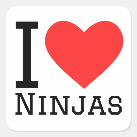 Ik hou van ninjas vierkante sticker (Voorkant)