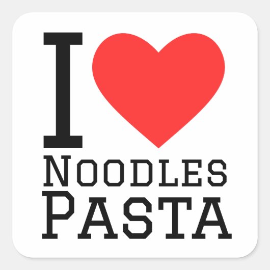 Ik hou van noedels pasta vierkante sticker (Voorkant)