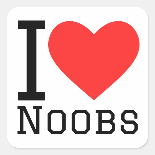 Ik hou van noobs vierkante sticker (Voorkant)