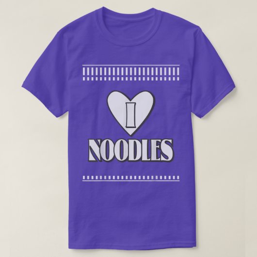 Ik hou van Noodles Kawaii Instant Ramen Black en W T-shirt (Design voorkant)