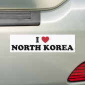 Ik hou van Noord-Korea Bumpersticker (Op auto)