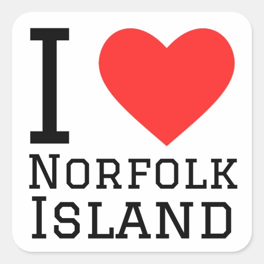 Ik hou van Norfolk Island Vierkante Sticker (Voorkant)