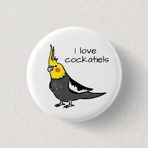 Ik Hou Van Normale Grijze Koketiels Ronde Button 3,2 Cm