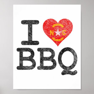 Ik hou van North Carolina BBQ in Heart NC Byrbecue Poster