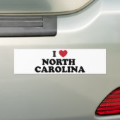 Ik hou van North Carolina Bumpersticker (Op auto)