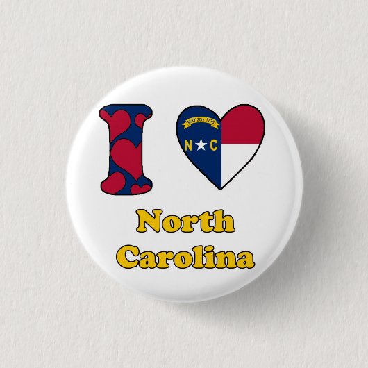 Ik hou van North Carolina Ronde Button 3,2 Cm (Voorkant)